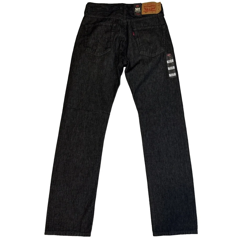 Levis 501 Slim Taper Jeans Mens 30x32 Dark Denim Button Fly Stretch Extensible